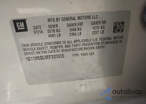 2014 Chevrolet Malibu Ltz z USA, uszkodzony, nr VIN 1G11H5SL8EF203555